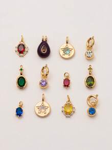 1 件不锈钢 12 生肖石吊坠，适合 DIY 珠宝礼物 - 彩色 - 查看 3