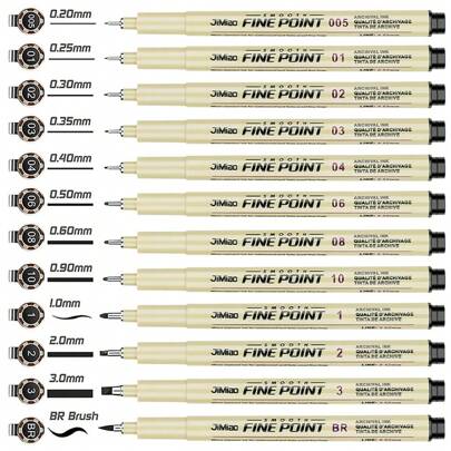 [6/9/12 Packs] Bolígrafos profesionales para dibujo técnico - Punta extra fina de 0.5 mm + Puntas variadas | Tinta impermeable y a prueba de borrones para bocetos, caligrafía, arte de manga | Suministros de dibujo de alta calidad (Vuelta al colegio)-Ramadán