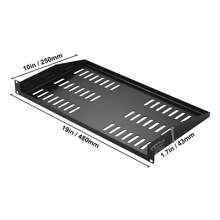1-2U Server Rack Shelf, 16"/406mm Or 10"/254 Mm  Depth, 50lbs Max Load Capacity Vented Cantilever Or Wall Mount Rack Mount Shelf With Tray, Good Air Circulation For 19"/482.6mm Network Cabinet Or Equipment Rack, Black - 2PCS 1U, 10"/254 mm Depth - View 10