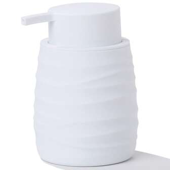 1 件白色哑光条纹皂液器，现代简约风格，适用于厨房和浴室台面，可重复填充浴室装饰夏季返校