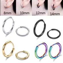 2PCS 8mm/10mm/12mm/14mm/16mm/18mm Círculo Redondo Aço Inoxidável Pequenos Brincos de Argola Para Mulheres Homens Cartilagem Orelha Piercing Jóias