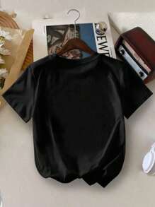 2pcs/Set Tween Girls Bow Print Round Neck Short Sleeve T-Shirt & Pleated Skirt Set, Spring/Summer - Multicolor - View 5