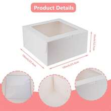 5 bucăți cutii albe pentru tort 10x10x5 inci, cutii de panificație cu fereastră transparentă pentru tort, plăcintă, desert, prăjitură, ziua de naștere, petrecere, nuntă - alb - Vizualizare 4
