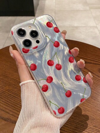 1 件优质樱桃图案羽毛装饰手机壳，防滑防震激光羽毛手机保护套，适用于 16/11/13/15/15 Plus/15 Pro/15 Pro Max/12/14 Pro Max/11 Pro Max/12 Pro/12 Pro Max/13 Pro/13 Pro Max/14 Pro/14 Plus
