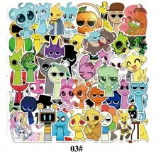 Jujutsu Kaisen 52pcs/Set Cartoon Sprunki Rhythm Box Incredibox Sprunki Doodle Sticker Pack, Waterproof Decals For Water Bottle, Laptop, Notebook, Phone Case, Guitar, Skateboard
