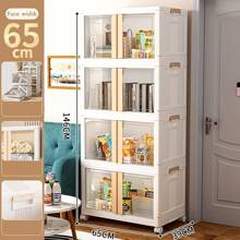 El diseño plegable integrado no requiere la instalación de un armario de almacenamiento plegable de gran capacidad, y la parte inferior tiene un armario de almacenamiento con puerta doble con ruedas móviles