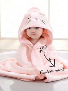 Customized Children's Hooded Bath Towel With Embroidered Name, Cute Animal Design Cloak Bathrobe, Personalized Kids Bath Towel, Large Towel, Great Gift For Children's Day, Birthday, Baby Shower, Beach, Spa - Multicolor - View 3