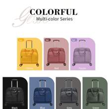 Goby London 18 英寸时尚拉杆包大容量多功能商务旅行行李包男女通用防水尼龙带轮航空机舱尺寸登机行李包带拉杆和轮子适用于旅行商务度假和学校 - 淺灰色 - 查看 6