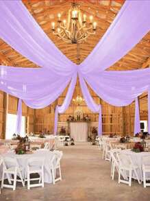 1pc Romantic 393inch Light Purple Sheer Drape Fabric, Long Solid Color Voile Curtain Multipurpose Party Backdrop Veil For Wedding Arch, Home Decoration Wedding Arch Curtain Fabric Background Cloth, Baby Shower Decoration Violet Arch Fabric, Home Decors, Birthday Wedding Party