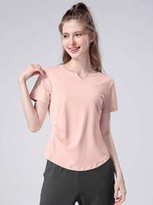 CAMEL CROWN Women's Telemark Clothing Suit, Summer Thin Section Outdoor Running Clothes Loose Sportswear Gym Fitness Clothing Short-Sleeved, Yoga Clothing Suit - Sunshine Pink/Eternal Gray - View 2