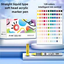 120/80/60/48/36/24/12 Pcs/Set Acrylic Marker Pens, Soft Tip Liquid Marker Pens For Students, Non-Transparent Overlapping Watercolor Pens, High-Quality Art Supplies For DIY, Marking, Lettering, Coloring