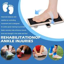 踝关节扭伤强化训练器，单腿平衡板，防滑木质摇摆板 - 黑色 - 查看 3