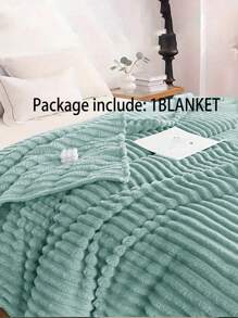 1pc Soft & Cozy Striped Fleece Blanket, Light Blue, Skin-Friendly, Suitable For Bedroom & Guest Room, Machine Washable, All Season - Baby Blue - View 5