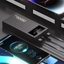 Power Bank Pack 20000mAh External Battery Fast Charger 2 USB For Mobile Phone UK For Apple IPhone, IPad, Android Phone, Gifts For Family, Friends, Birthday, Winter, Valentines, Easter Suitable For Outdoor Play, Shopping, Traveling, Portable Power Supply Super Fast Charging, Display Battery Level, Portable Charger Devices With USB And Type-C Ports, Safe And Stable Polymer Lithium Battery - Black - View 5