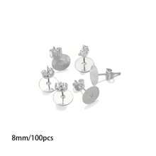 10/100pcs Multi-Size Metal Blank Post Round Stud Earrings Base Earbuds DIY Earbuds Make Earring Accessories