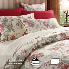LISSTHER 3pcs 600 TC Duvet Cover Set (Without Core), Luxury Vintage Country Floral Shabby Chic, Soft & Skin-Friendly Bedding Set, Include 1 Duvet Cover And 2 Pillow Case, Suitable For Home, All-Seasons
