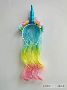 Unicorn Headband With Faux Flower, New European And American Fashion Headpiece, Party & Daily Wear