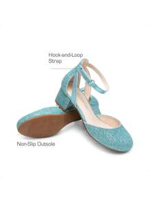 Girls Dress Shoes Closed Toe High Heels Ankle Strap Toddler Little Big Kid Wedding Flower Party Pump - 藍色 - 查看 6