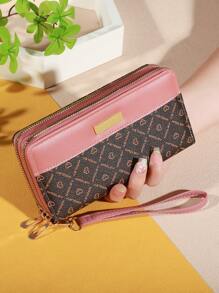 大容量拉链手拿包 带 8 个卡槽和多个隔层 优雅手拿包 拼色钱包 钱包 长款钱包 腕带钱包 - 彩色 - 查看 12