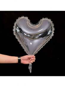 2pcs/Set 13" Transparent Heart-Shaped Bubble Balloons For Party Decoration (Lights Not Included)