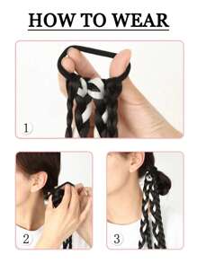 1件/2件装合成马尾辫接发,Y2K甜美酷女孩派对、节日辫子接发 - 拼色 - 查看 7