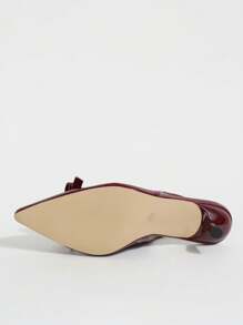 Damesschoenen met hoge hakken en strikversiering, bordeauxrood lakleer, geschikt voor afstudeerfeest, bruiloftsfeest, vakantie, zomerseizoen, elegante hoge hakken, terug naar school, schoenen voor studenten, Halloween, Kerstmis, gotisch heksen-Halloweenfeest, herfstdiscofeest, sexy nacht