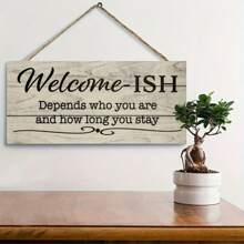 1 件，前门趣味欢迎标志，欢迎光临门挂标志，门廊木制装饰 - 彩色 - 查看 1