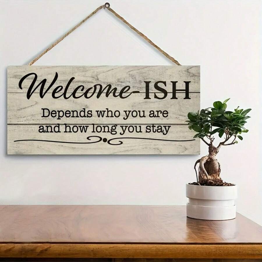 1 件，前门趣味欢迎标志，欢迎光临门挂标志，门廊木制装饰 - 彩色 - 查看 1