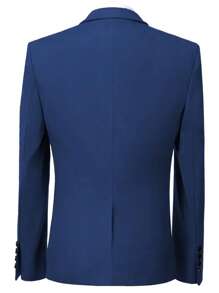 Mens Blazer Suede Jacket Casual 2 Buttons Sport Coat Faux Leather Suit Slim Fit Jacket With Lapel Collar Long Sleeves, Stylish For Business Or Leisure Occasions - 寶藍色 - 查看 4