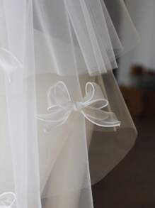 1 Pc Ribbon Bow Bridal Headpiece, Versatile Styling For Wedding Photo Shoot, Wedding Dress Accessory Fall Clothes For Women