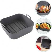 Extra Thick & Large Silicone Air Fryer Liners & Square Baking Pans Set - Reusable Non-Stick Oven/Microwave Safe Up To 260°C, LFGB Certified Baking Mat, - Perfect For Pizza, Chips, Cakes, Roasting (Limited Time Offer!)With Heat-Insulating Finger Cots Heat-Insulating Pads. Optional