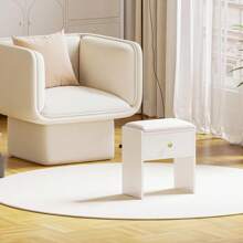 Dressing Table Stool, Makeup Vanity Stool With Storage Drawer, Padded Bench Footrest Ottoman, White Wooden Stool For Dressing Table, Living Room, Hallway - White - View 8