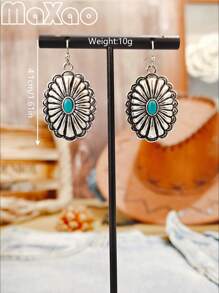 1 stuk Retro Western Style Turquoise Oorbellen, Geschikt voor Dagelijkse Cowgirl Dragen of Evenementen voor Vrouwen, Voeg Deze Vintage Oorbellen Toe Aan Uw Sieradendoos