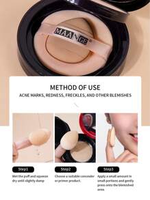 MAANGE 8pcs Makeup Tool Kit 3pcs Basic Makeup Brushes Set Foundation Concealer Details Brushes Soft Dense Fiber 2pcs Triangle Velvet Powder Puff 1pc Beauty Cosmetics Blending Sponge Egg 2pcs Mini Air Cushion Puff For Travel, Party Reapply Makeup - 杏色 - 查看 6