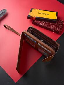 HOVI'S Cartera multifuncional y elegante para negocios, de peso ligero con múltiples compartimentos para tarjetas, de gran capacidad, billetera larga para jóvenes