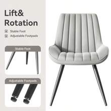 Nalupatio Modern Dining Chairs Set Of 4, Comfy Dining Room Chairs With Thick Cushions, Upholstered Fabric Kitchen Side Chairs With Metal Legs - 淺灰色 - 查看 6