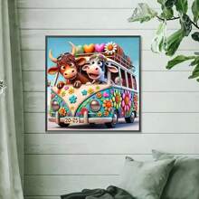 1 Conjunto Kit de Pintura de Diamante 5D DIY, Pedra Acrílica Redonda, Presente de Arte Feita à Mão, Tela Sem Moldura, Adequado para Quarto, Escritório, Sala de Estar