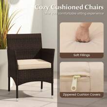 GOFLAME 3 Pieces Patio Furniture Set Outdoor PE Rattan Wicker Chairs - Brown - View 7