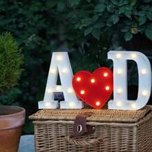 1pc LED Strip Light Marquee Sign - White Illuminated Letter Decoration For Home, Wedding, Birthday And Party - Waterproof Bulbs, 6.3" Height, PVC Material, Battery Powered Box, Ideal For Bar Or Desktop Decor