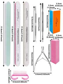 9pcs Professional Manicure Tool Kit, Including Nail File, Pusher, Cuticle Nipper & More, Complete Set For Home Use And Beginner Practice