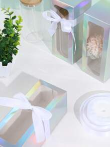 10 stuks papieren geschenkverpakkingsdoos met lint, laserzilveren ontwerp displaydoos met PVC helder venster, verjaardag bruiloft evenement feest geschenkdoos, bruiloft banket verpakking geschenkdoos, bruiloft decoratie, bruidsdouche, bruiloft verjaardag bruidsmeisjes tassen, feestgunst, geschenkverpakking