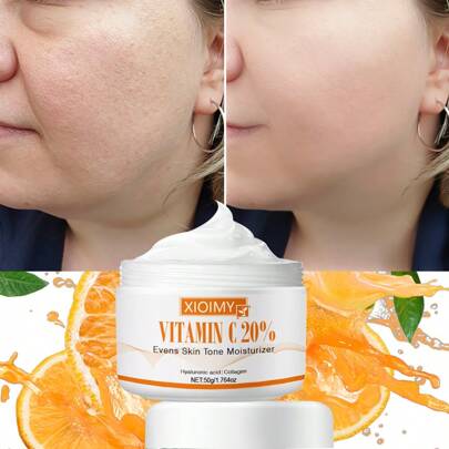  XIOIMY 50g 维生素 C 面部保湿霜，含透明质酸和胶原蛋白，晚间保湿面霜，均匀肤色