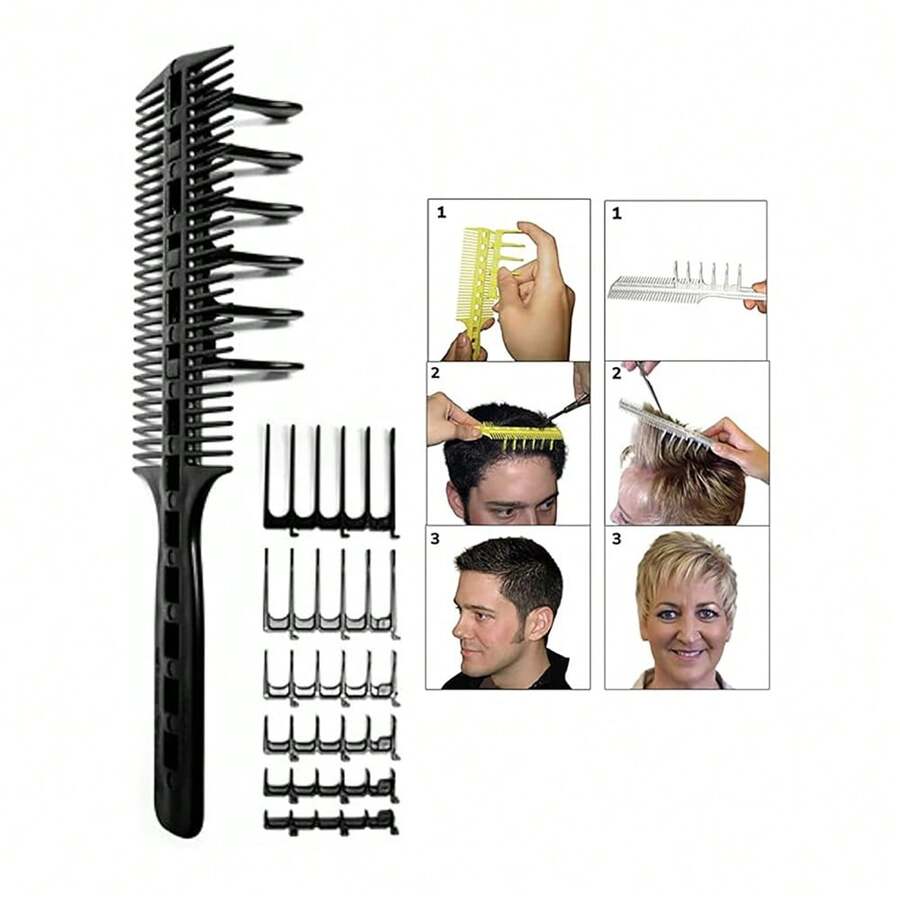 1pc Haircut Limit Comb,Scissor Clipper Over Comb Hair Cutting Tool - Barber DIY Home Hair Trimming Guide Comb Set,Hair Comb Positioning Comb With 7 Limit Calipers,Hair Tools,Hair Products And Accessories For Barber Salon Beauty Travel Essentials - Multicolor - View 1