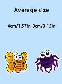 50pcs Cute Cartoon Insect Themed Stickers, Suitable For Decorating Laptop, Notebook, Motorcycle Helmet, Car, Gift Box, Envelope, Guitar, Luggage, DIY Handcraft, Planner, Back To School