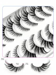 Asiteo 10 Pairs Fluffy Cartoon Cat Eye False Eyelashes, Extended Outer Corner, With Soft Transparent Lash Band - Hitam - View 5