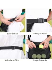 网球球架可调节网球腰包防汗网布球袋匹克球训练收纳袋配件 - 彩色 - 查看 2