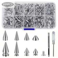 176 Sets Pointed Bead Screw Rivet, Punk Spikes And Studs Kit, Metal Tree Spikes Studs For Leathercraft And Punk Style Clothing Accessories DIY Craft Decoration - Multicolor - View 2