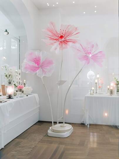 70/60/50厘米巨型纱花仿真罂粟花婚礼装饰手工纱布生日派对酒店橱窗家居装饰