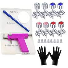 Reusable Ear Piercing Kit For Professional Salon With 8 Pcs Stainless Steel Earrings Set For Home