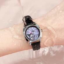 Sanrio Reloj casual de cuarzo de esfera redonda con puntero para mujer, estilo retro romano y diseño lindo de Hello Kitty, Kuromi, Cinnamoroll y Melod de Sanrio, con correa de piel de poliuretano, regalo de Navidad, cumpleaños para mamá, mujeres y niñas